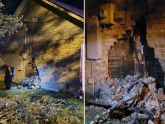 Driver fled after leaving massive hole in someone's house, later booked for DWI