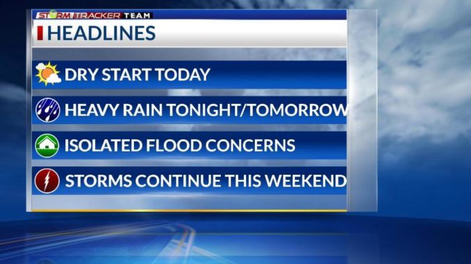 Wednesday Morning: Isolated flood concerns today and tomorrow