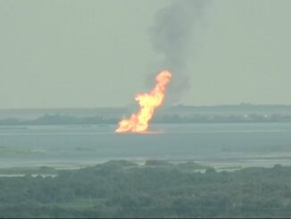 Massive fire erupts on Lake Lery after barge crashed into natural gas pipeline
