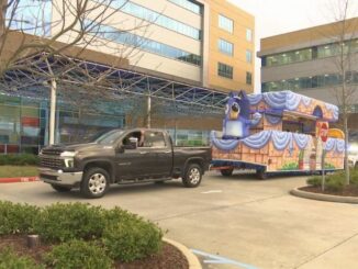 Krewe of Comogo and Junior League of Baton Rouge hold Mardi Gras parade for patients at children's hospital