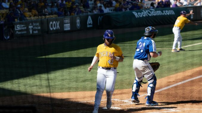 No. 1 LSU baseball clinches first SEC conference series win 12-7 with mid game heroics