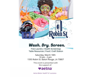 Wash, Dry, Screen event to provide free laundry, advice in Baton Rouge