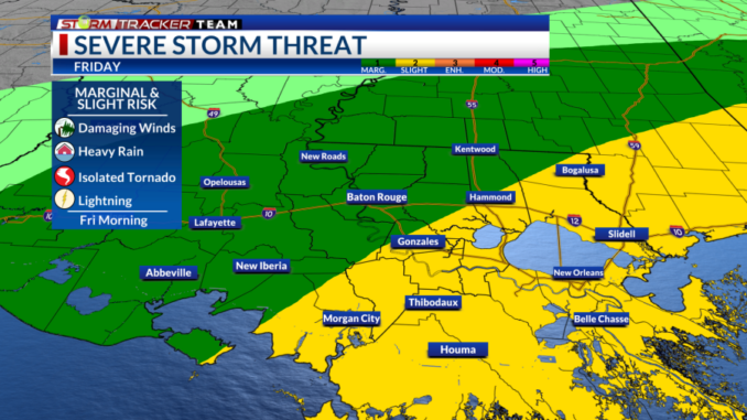 Weather Alert: Potential strong to severe storms with a cold front Friday morning