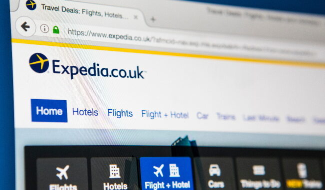 Expedia search in a browser