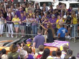 LSU Women's Basketball paraded through campus, ended with celebration in PMAC