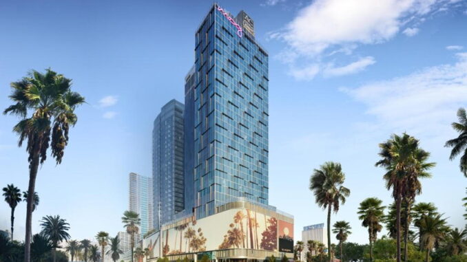 Rendering of the Moxy Downtown Los Angeles Hotel and AC Hotel Downtown Los Angeles