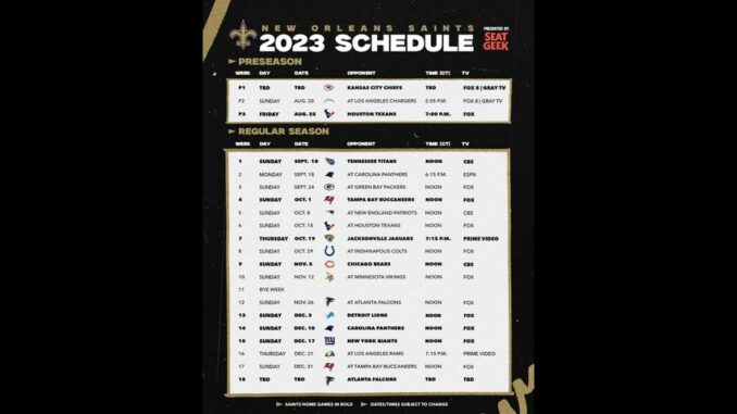 New Orleans Saints Release 2023 Schedule 678x381 