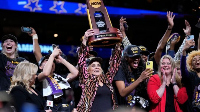Watch: LSU women’s basketball coach Kim Mulkey talks about winning national championship, clothes and grandkids