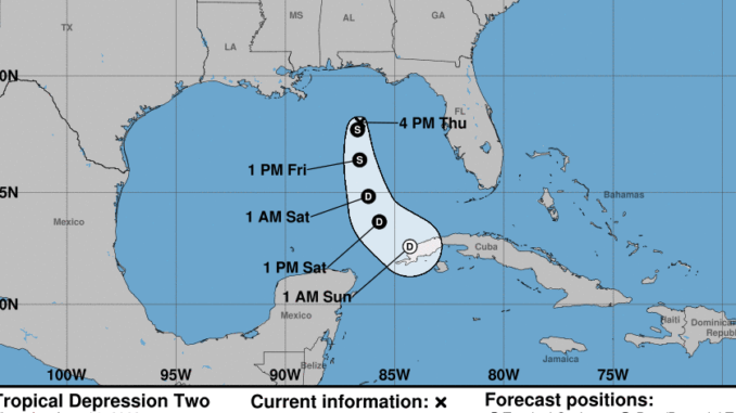 Tropical Storm Arlene forms in the Gulf of Mexico on the second day of hurricane season